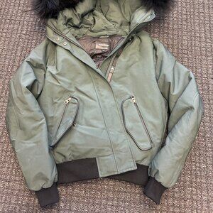 Mackage Down Puffer Jacket XS – Forest Green with Real Fur Trim Hood